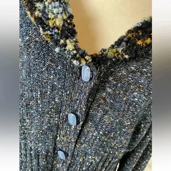 Cj Banks Speckled Knit Cardigan Soft Sweater Blue Button Women's Size L HOLIDAY - Picture 4 of 16